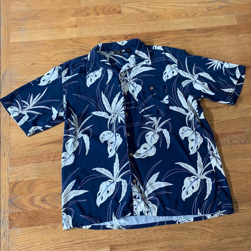WfF tropical floral button up shirt 100% silk